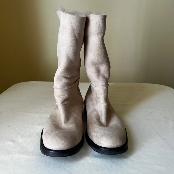 Costume National Homme Beige Suede Shearling Lined Boots Made in Italy 40.5 - Picture 1 of 13